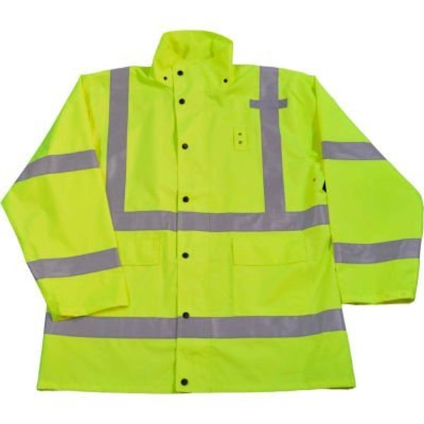 Petra Roc Inc Petra Roc HiVis Rain Parka Jacket, ANSI Class 3, 300D Oxford/PU Coating, Lime, 4XL LRJK-C3-4X